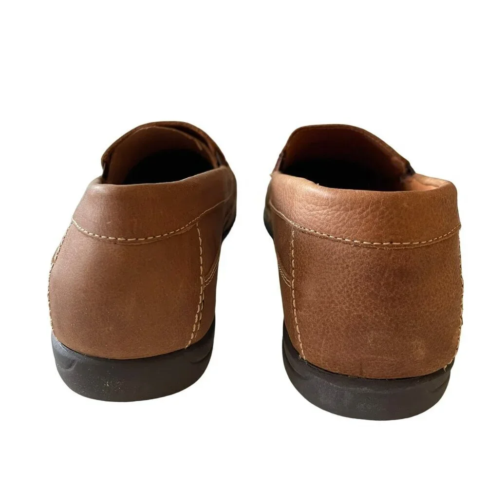 Johnston & Murphy Men's Brown Leather Venetian Loafer Slip On Sz 9.5 NEW